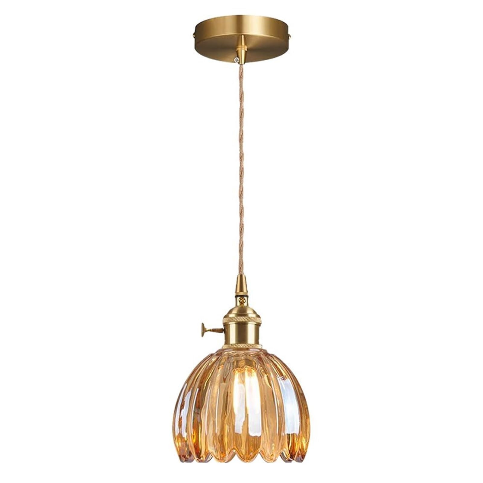 HUAYUSEDF Modern Industrial Glass Pendant Lamp Chandelier Hanging Lighting Ceiling Fixture E27 Single Head for Bedroom Dining Room Hallway