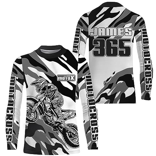 Camo Motocross Jersey UPF30+ Youth Motox Dirt Bike Shirt Women Men Kid Off-Road Motorcycle MX Racing Shirt XM125 (Kid Jersey)