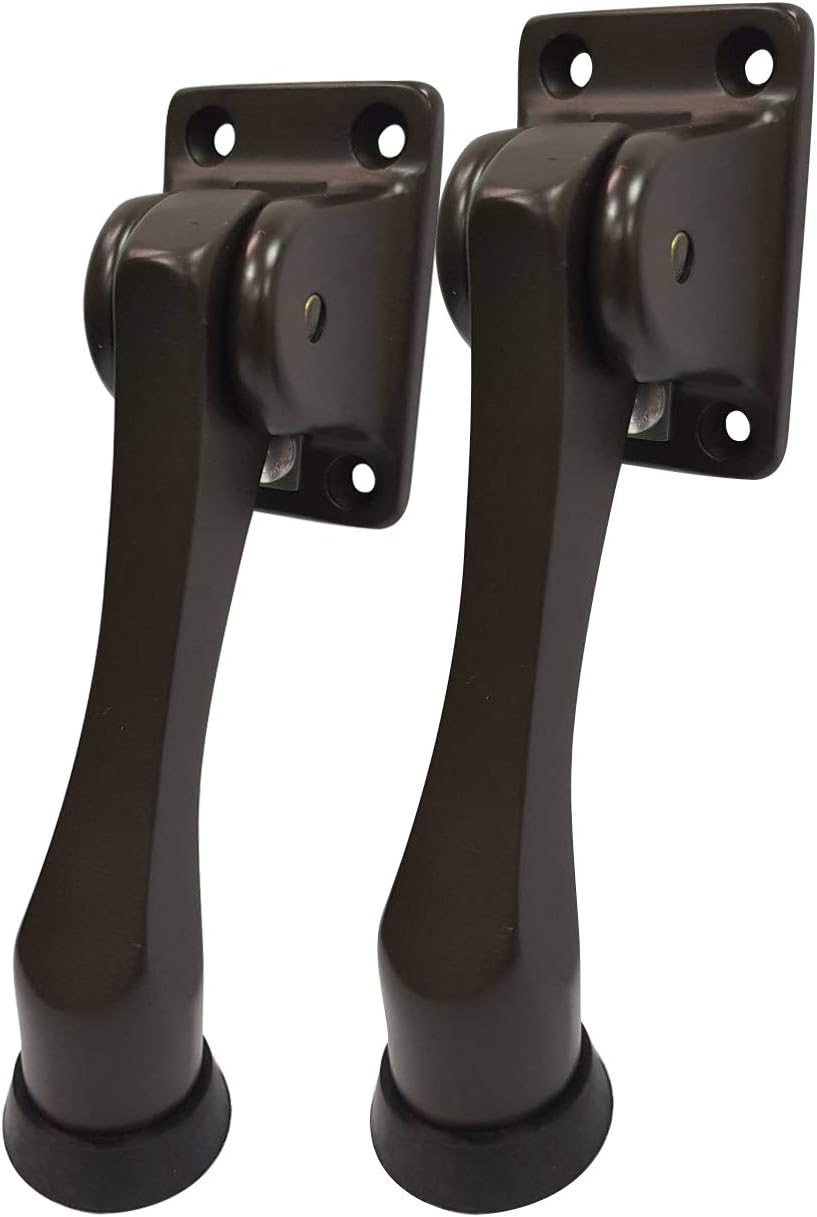 QCAA Solid Brass Drop Down Door Stop, 4", Oil Rubbed Bronze