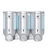 Bathroom Shampoo Dispenser for Shower Wall Soap Dispensers 200mlx3 Chamber Liquid Wall Mounted Hand