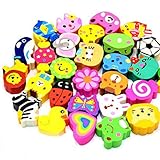 50 Pack Assorted Cartoon Animal Erasers Pencil Toppers kit Pencil Top Erasers,, Gift/Award to Kids