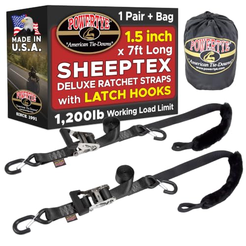 PowerTye 1.5in x 7ft Rubber Handle Ratchet Straps...