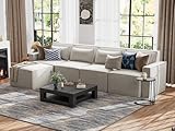 ELUCHANG 120' Modular Sectional Sofa Couch,4 Seat Convertible Modern Boucle L-Shaped Sofa with Reversible Chaise,High Supportive & Soft Sponges Comfy Sectional Sleeper Sofa for Living Room,Oatmeal