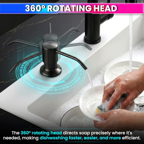 Image of amiciCare Kitchen Sink Soap Dispenser Built-in Countertop S.S Steel Dispenser Pump with 360 Degree Rotating Head and 1.15m Extension Pipe (Dispenser Pump with Extension Pipe), Plastic