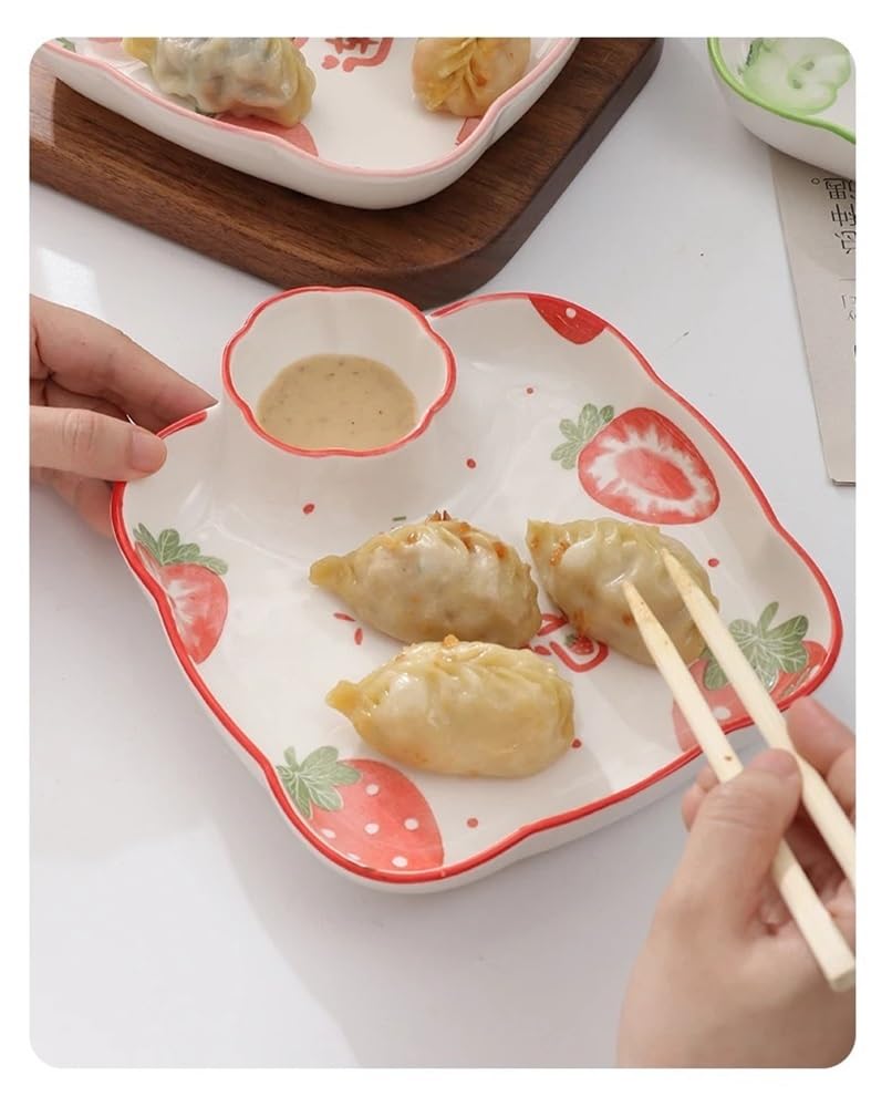 Kubki z wędlinami Porcelanowe talerze restauracyjne, domowe naczynia ceramiczne, talerze do pierogów, sosy i płaskie przyprawy do sufletu (różowy)