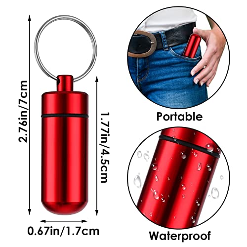 Sibba 4 stuks pillendoos, sleutelhanger, kleine pillendoos, outdoor, tablettdoos, draagbare metalen mini tablettenbox, waterdicht, luchtdichte pillendoos, medicijndoos, reizen, kamperen, - Afbeelding 4