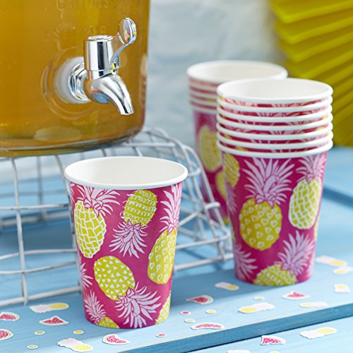 Ginger Ray Summer Fruits Hot Pink Pineapple Summer Party Paper Cups, Pink #TOP19