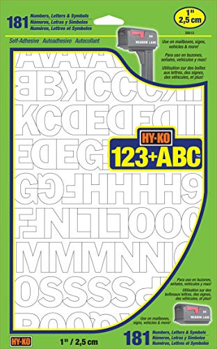 HY-KO PROD Numb/Letter Set, 1", White (30013)