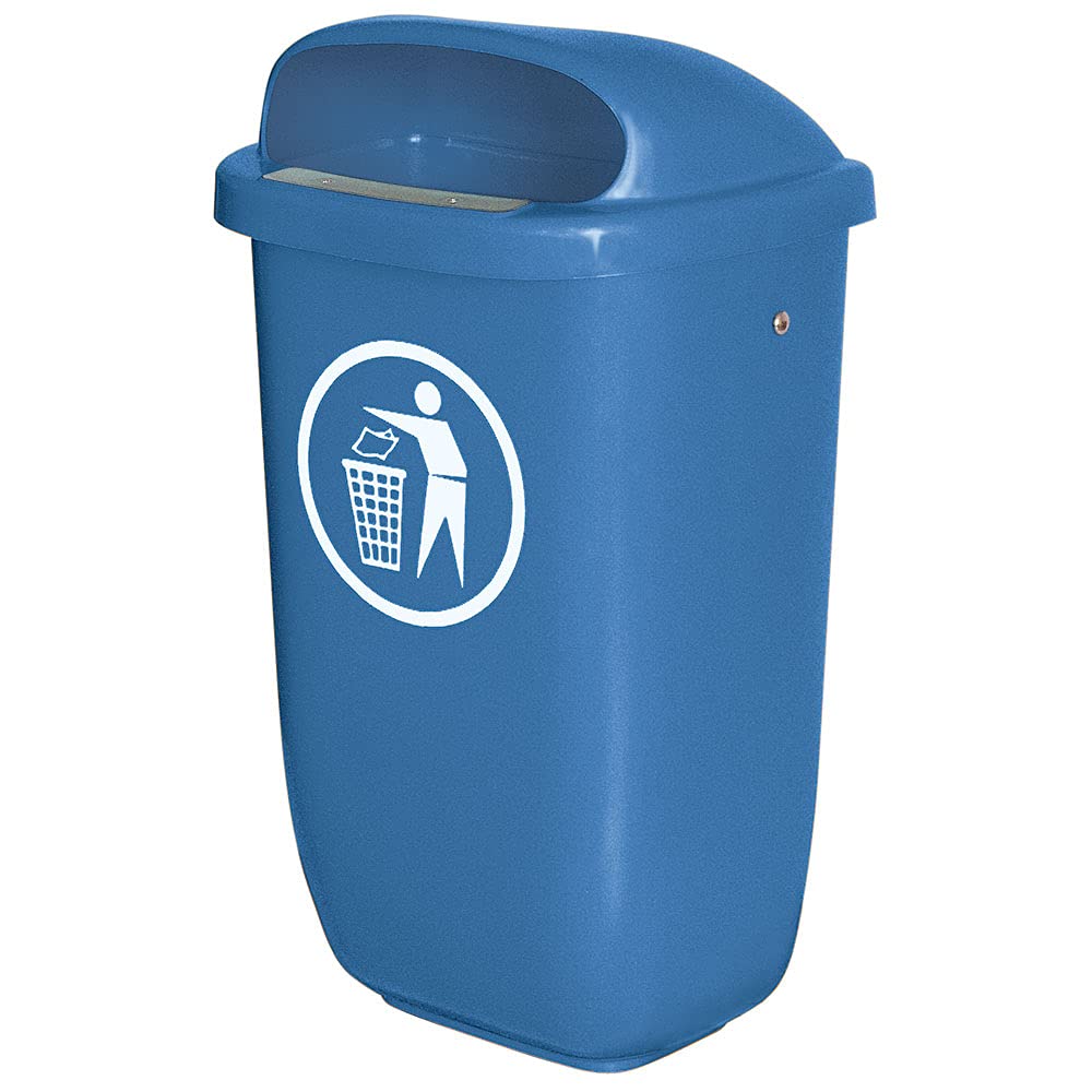 BRB Poubelle d'extérieur - Capacité : 50 l - Conforme à la norme DIN 30713 - Bleu