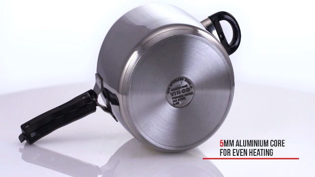 Vinod Pressure Cooker, Stainless Steel Outer Lid, 3 Liter, Induction Base, Sandwich Bottom