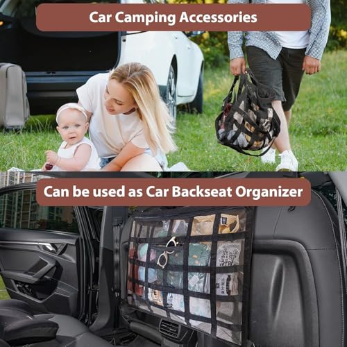 Kaskawise SUV Car Ceiling Cargo Net Pocket,35.4\"x23.6\" Double-Layer Mesh Car Roof Storage Organizer for Ford,F150,Jeep,Honda CRV,RAV4,Van Organizers and Storage,Camping Accessories - Thumbnail 6