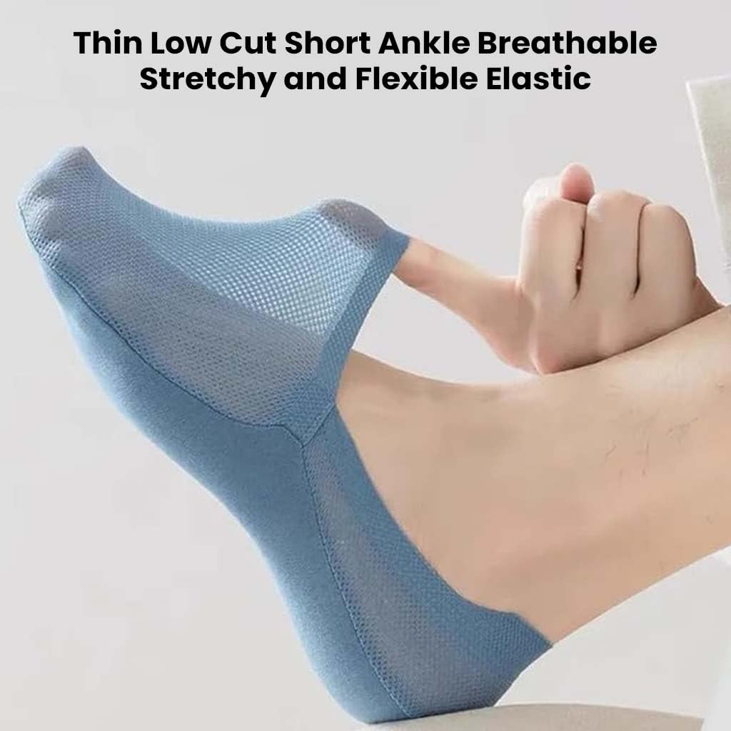 TECPHILE Anti Slip Low Cut No Show Loafer Socks for Men Premium Mesh Material Durable Breathable Odorless Sweatproof invisible Sock Anti-Bacterial Seamless Super Grip Super Soft Socks - Pack of 3 - Image 4 thumbnail