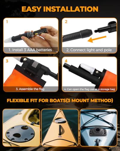 Tavaray Kayak Lights With Orange Flag Pole Kit Review