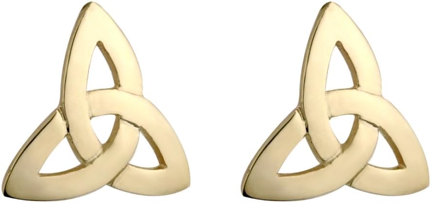 Tara Trinity Knot Earrings for Women Celtic Irish Gold Plated Studs Made in Ireland
