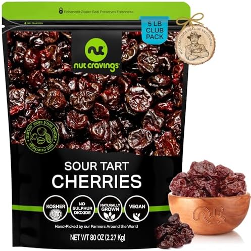NUT CRAVINGS - Dried Sour Tart Cherries (80oz, 5 LB) Lightly Sweetened
