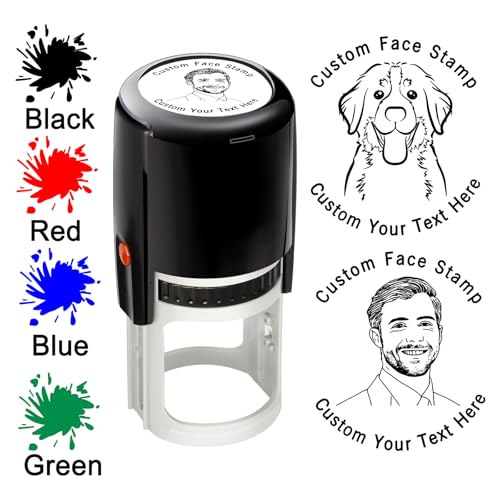 Selo de rosto com foto personalizada, auto-tinta, carimbo personalizado para professores com retrato e texto, carimbo de borracha para escola, escritório, negócios, presente para animais de estimação