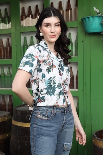 Image of Zilcon Women's Cotton Printedshort Tops for Woman Half Sleeve Hawaiian Top Club Party Disco T-Shirt for Women Stylish, Festival wear, Tops