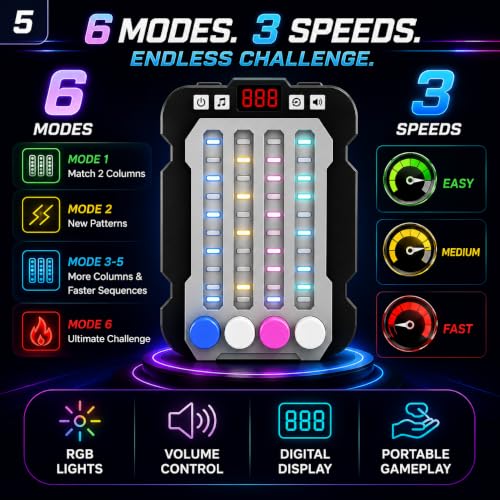 Image of Mirana Airport Arcade - Portable Handheld Steps Game for Kids - 6 Exciting Modes, 3 Speed Levels - Digital Score Display - Toy Gift for Boys & Girls 4 5 6 7 8 9 10+ Years (Black)