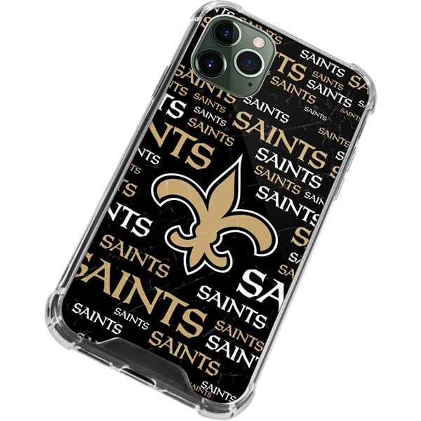 Skinit Clear Phone Case Compatible with iPhone 11 Pro Max - Officially Licensed NFL New Orleans Saints Black Blast Design