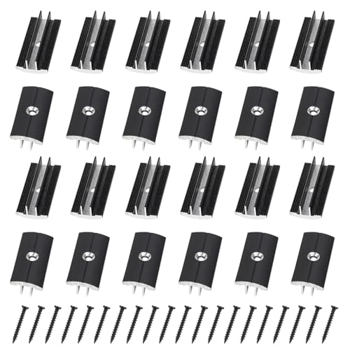 Supaway Pack of 100 Plastic Aluminium Alloy T-Clips for Decking 6 mm Gap Spacing Hidden Spacers with 100 Screws for WPC/BPC Flooring Composite Boards Black