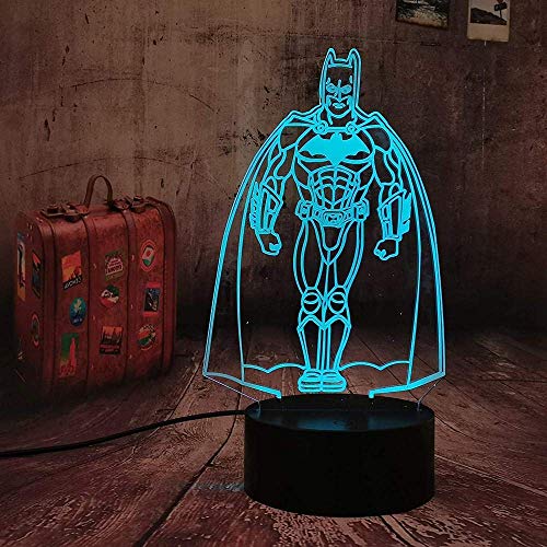 Festival Marvel Figure Batman Night Light Led Superhero 3D Illusion Optique Smart 7 Couleurs Night Light Lampe de Table avec Câble D'Alimentation Usb Lampes de Lit de Lit Party Chambre Bar Centre Comm