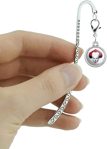 Miniatura 2 de IT Pennywise Come Home - Marcador de páginas de metal con dije, Cromado