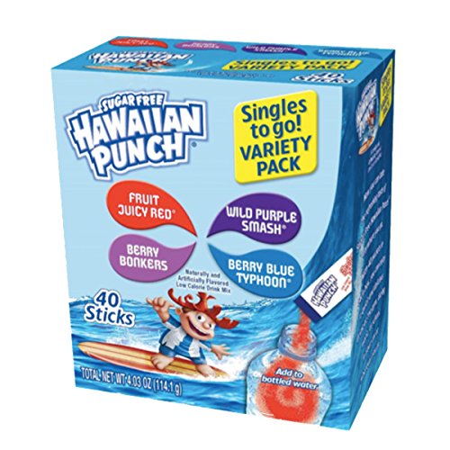 Hawaiian Punch Singles To Go Powder Sticks, Variety Pack, 40 Count, Pack of 4 - ORIGINAL FLAVOR