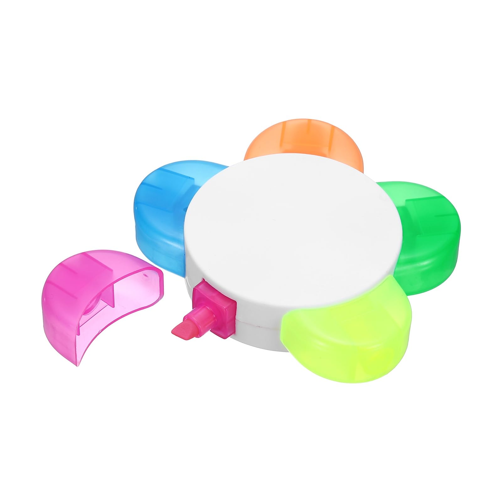 PATIKIL 5 Colored Highlighter Pen, Five-colors Lucky Flower Shaped Highlighter Multiple Color Cute Fun Fluorescent Assorted Colors for Class, Note-Taking, Rose Red/Yellow/Green/Orange/Blue