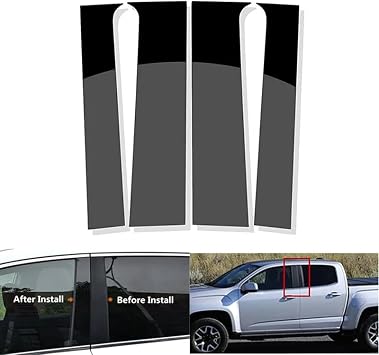 4Pcs Gloss Black Pillar Post Door Window Trim Cover for Chevy Colorado GMC Canyon 2015 2016 2017 2018 2019 2020 2021 2022