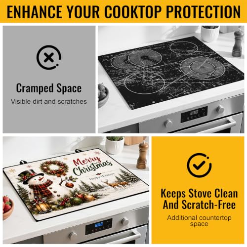 Image of NYZE Christmas Stove Top Cover for Electric Stove, Glass Stove Top Cover, Heat Resistant Glass Stovetop Protector, Kitchen Decor, Dish Drying Mats Cover for Washer Ceramic Top, 28.5x20.5 in