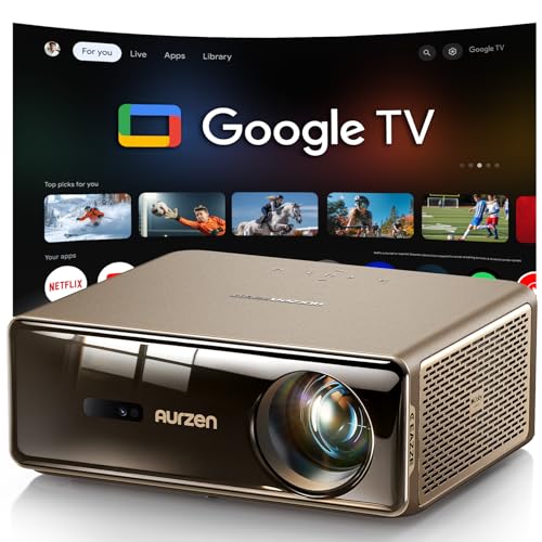 Aurzen EAZZE D1 MAX Upgraded Google TV Smart Projector 4K Supported, Ultra-Bright 1000 ANSI Lumens, MEMC Tech, Fully Automatics, 20W DoIby Audio, Home Theater Movie Projector with WiFi and Bluetooth