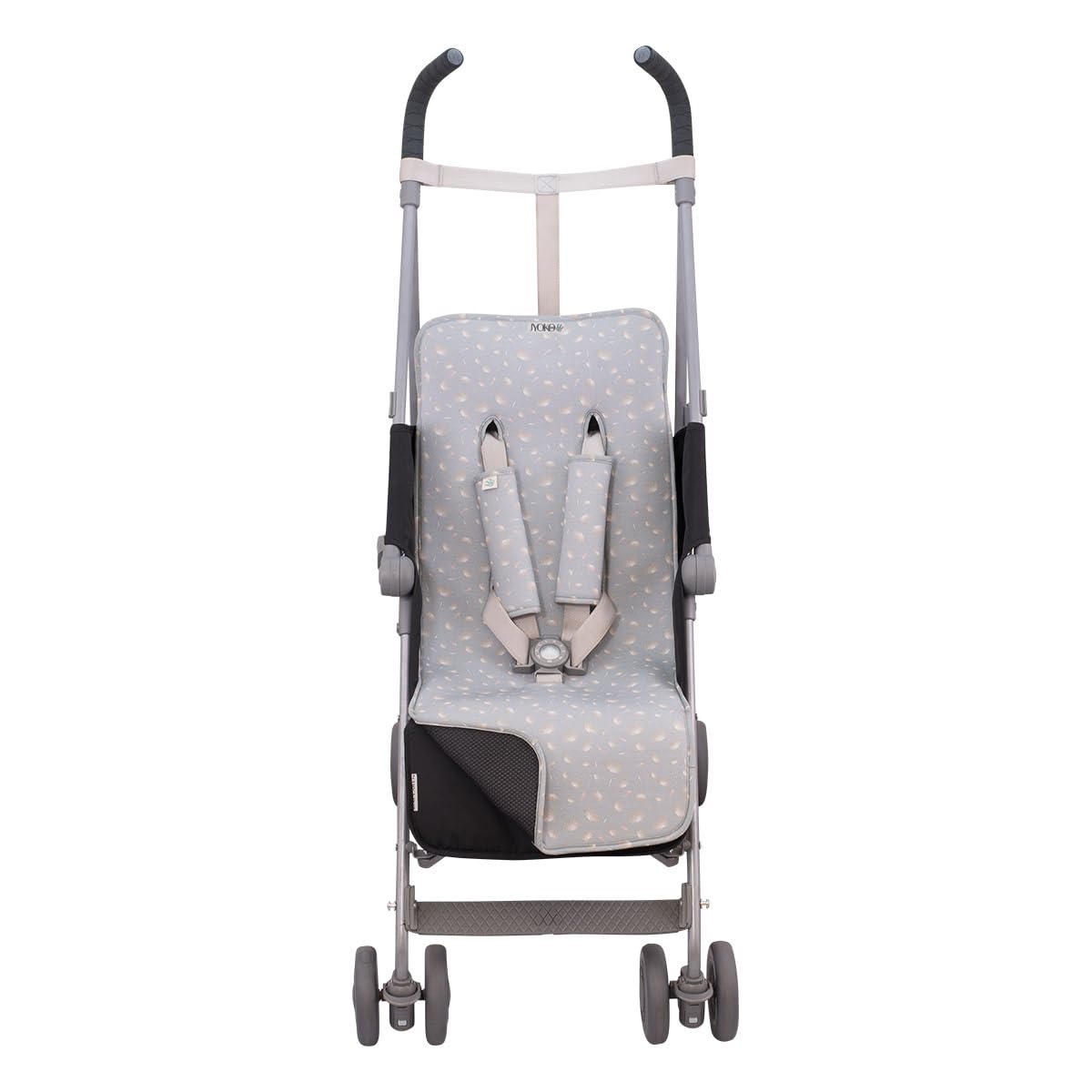 JYOKO KIDS Cuscino Passeggino Universale + Protezione per Cintura di Sicurezza, Materassino Universale per Carrozina Realizzato in Tessuto di Cotone + Schiuma e Tecnico Traspirante (Black Rayo)
