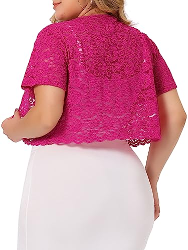 Image of Agnes Orinda Plus Size Bolero Shrugs for Women Lightweight Open Front Short Sleeve Cropped Lace Cardigan
