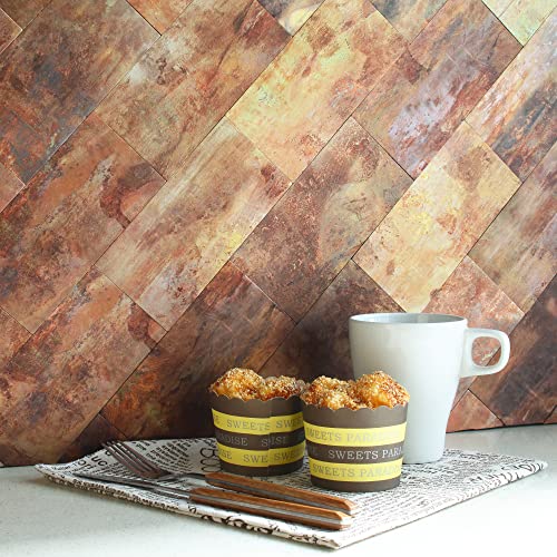 Yipscazo 100 Pcs Peel And Stick Backsplash Pvc Copper Wall Tile Stick On Backsplash Tile For Kitchen Bathroom, Laundry Room, Camper, Fireplace (2.95" X 5.90", Brick) #TOP1