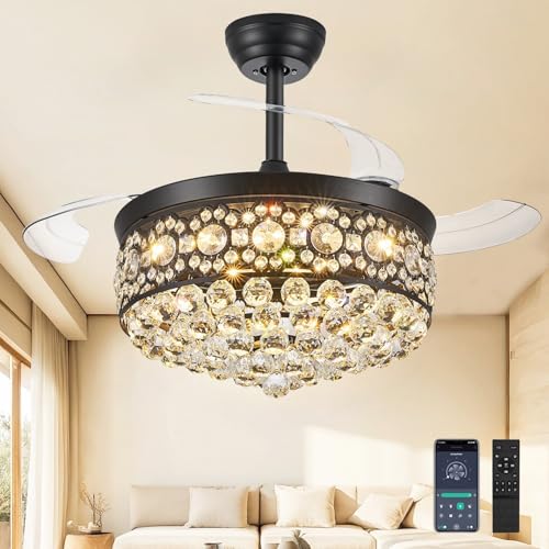 42" Fandelier Ceiling Fan with Light, Chandelier Ceiling Fans with