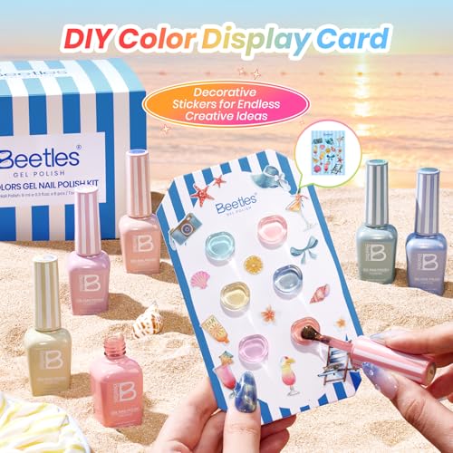 Image of Beetles Summer Voyage Cat Eye Gel Nail Polish Set - 9ML 6 Colors Saltmist Sunset Summer Cat Eye Gel Nail Polish Kit Yellow Blue Green Pink Purple Soak Off UV Salon DIY at Home Manicure Gift for Women
