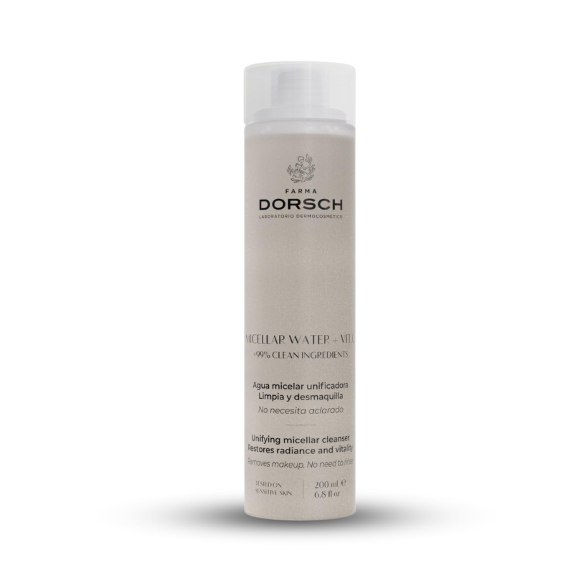 FARMA DORSCH- Micellar Water. Limpiador Micelar Unificador multifuncional. Vitamina C, Camomila y Regaliz. Agua micelar unisex, todo topo de piel. Limpieza facial diaria(200ml)