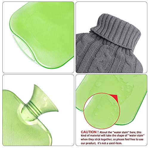 Attmu Rubber Hot Water Bottle With Cover Knitted, Transparent Hot Water Bag 2 Liter - Green #TOP1