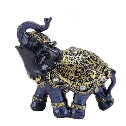 Figura decorativa elefante color azul de resina pequeña