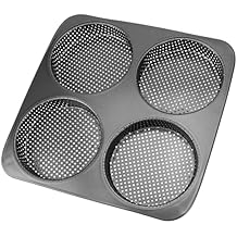 BuleVina 5 Inch Hamburger Bun Pan, Non-Stick Carbon Steel Bread Mold, 4 Cavity Cup Big Baking Pan for Homemade Hamburger Buns, Nonstick & Heat Resistant Burger Bun Mold