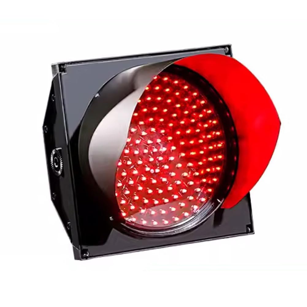 YushenFu 8/12/16Inch Waterproof LED Traffic Light Traffic Indicator Light with Dustproof Cover, Red/Green/Yellow Single Color Warning Light for Weighbridge, Gate, Road(Size:12Inch,Color:Red)