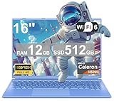 NOTODD Laptop 16" 12GB LPDDR4 512GB SSD Celeron N5095 Up to 2.9Ghz Quad-Core Win 11 PC 1920*1200 2K Screen Dual WIFI Support 2.5" HDD 1TB SSD Expand with Cooling Fan Numeric Keypad for Business-Blue