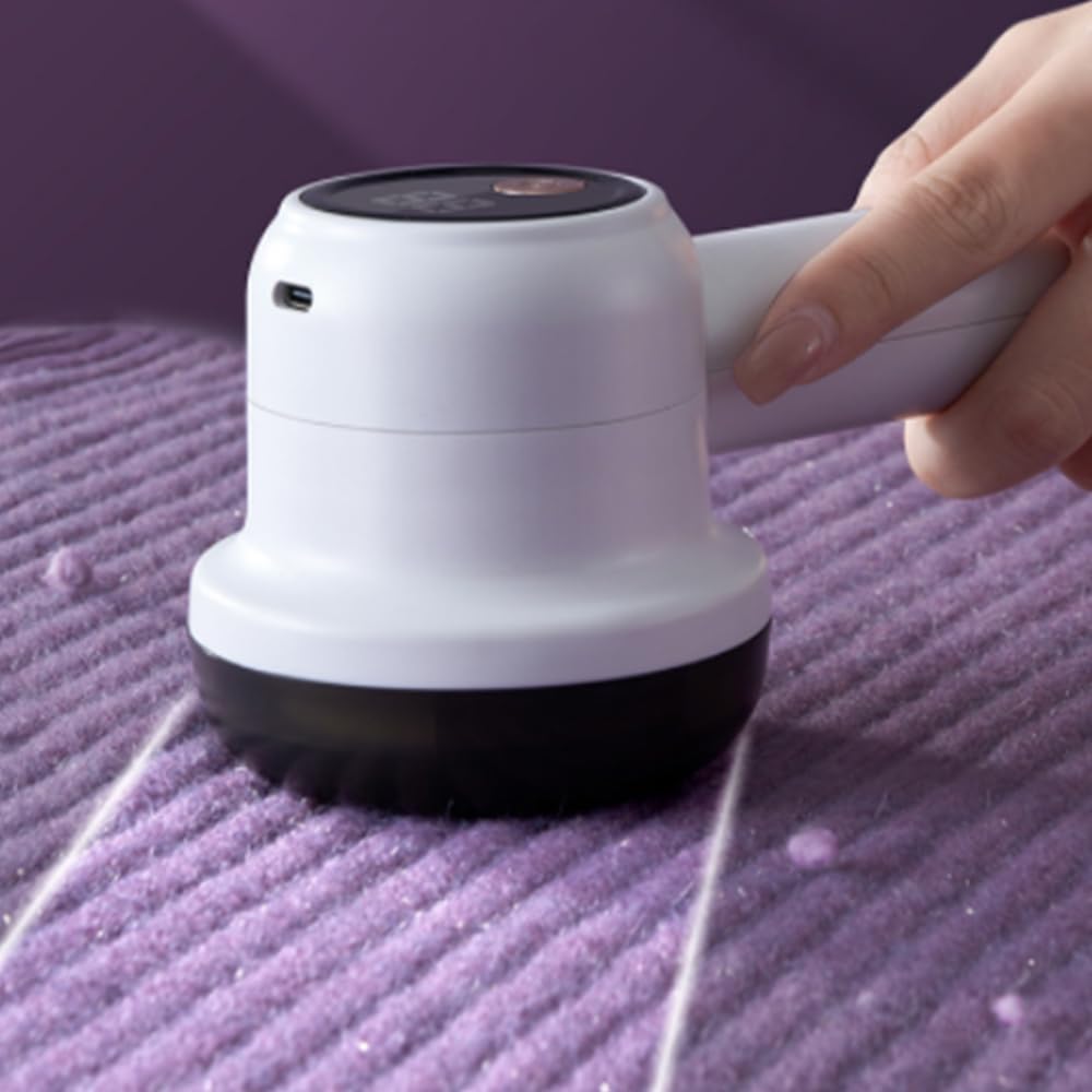 Afeitadora de tela recargable, removedor de pelusas eléctrica 2025, 3 modos de eliminación de pelusas para ropa, pantalla LED digital para quitar bolitas para ropa, muebles y sofá (blanco)