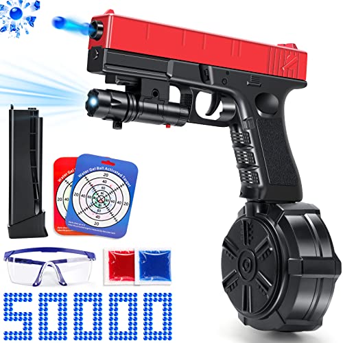 JM-X2 Cool Ball Blaster, Splatter Ball Drum Mag Blaster Automatic for Adult Kid, Splat Ball Blasters Electric 50000 Water Bead, Gel Toy Outdoor Shooting Team Game for Son Boy Girl,2