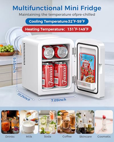 Image of Electactic 4L /6 Cans Mini Fridge, Skincare Fridge for Bedroom