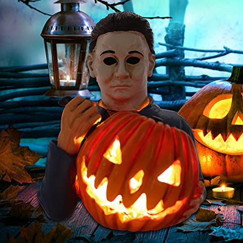 Light Up Michael Myers Statue Halloween Decoration Sam Trick 'R Treat With Pumpkin Horror Movie Garden Gnomes Decor Resin #TOP5