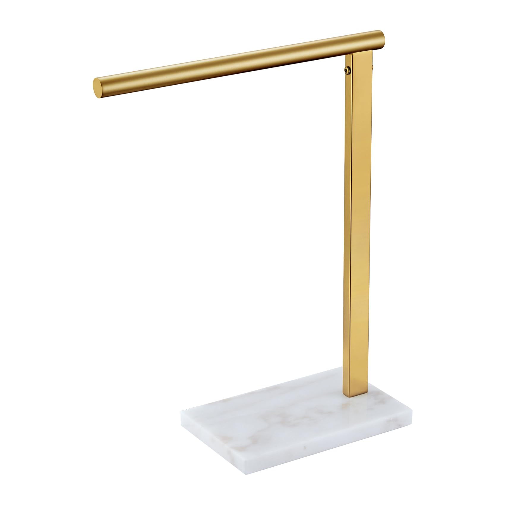 KOKOSIRI Hand Towel Rack Standing Towel Bar with Steady Marble Base for Bathroom Vanity Countertop, Brushed Gold Stainless Steel 15.7'' Height THS0006-BG