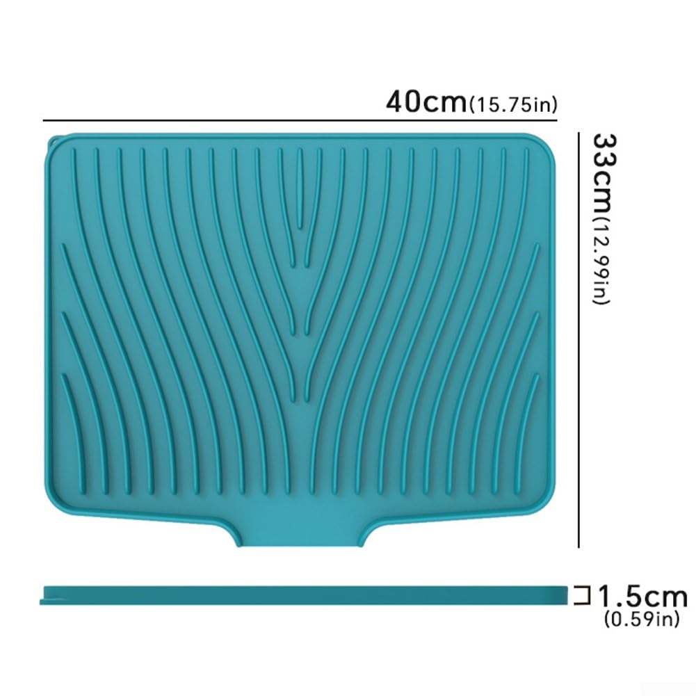 Alfombrilla de drenaje de silicona de 40 x 33 cm, universal, absorbente, antideslizante, protector de encimera, accesorio esencial de cocina