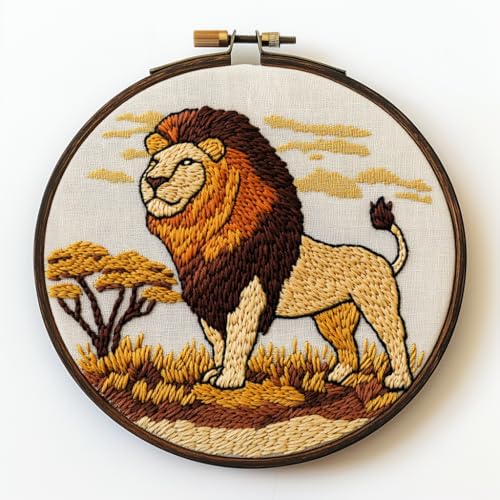 Punch Needle Kit for Beginners – Lion Punch Stitching Kit for Adults, DIY Needle Punch Kits for Art Crafts, Ideal for All Ages, Perfect for Festival Decorations & Gifts