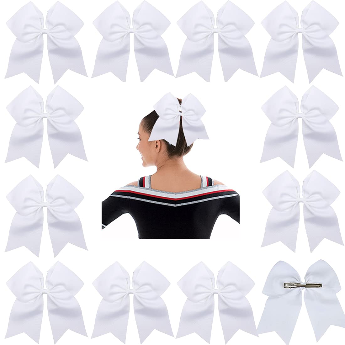 Hipheer 12Pcs 8" Large cheer bows with alligator clips for Teen Girls Softball Cheerleader Sports